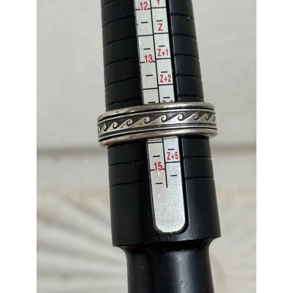 Vintage 90's 925 Silver Mexico Mens Wave Spinner Fidget Sz 14.5 Ring 10g - Picture 5 of 12